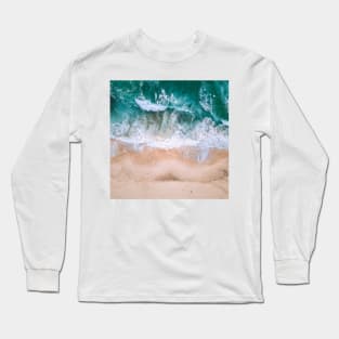 Turquoise Blue Ocean Shore Waves Long Sleeve T-Shirt